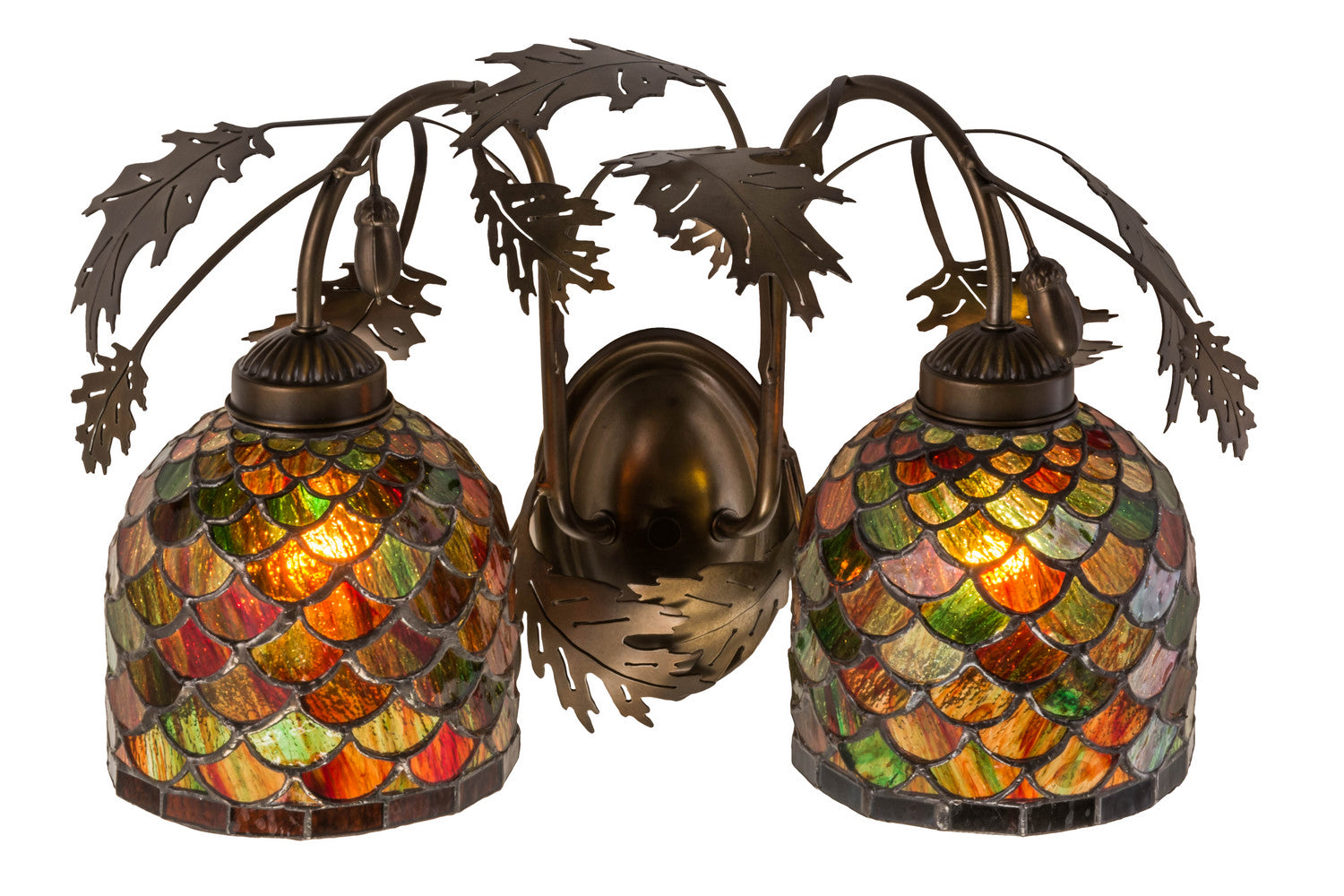 Meyda Tiffany - 99978 - Two Light Wall Sconce - Oak Leaf & Acorn - Antique Copper