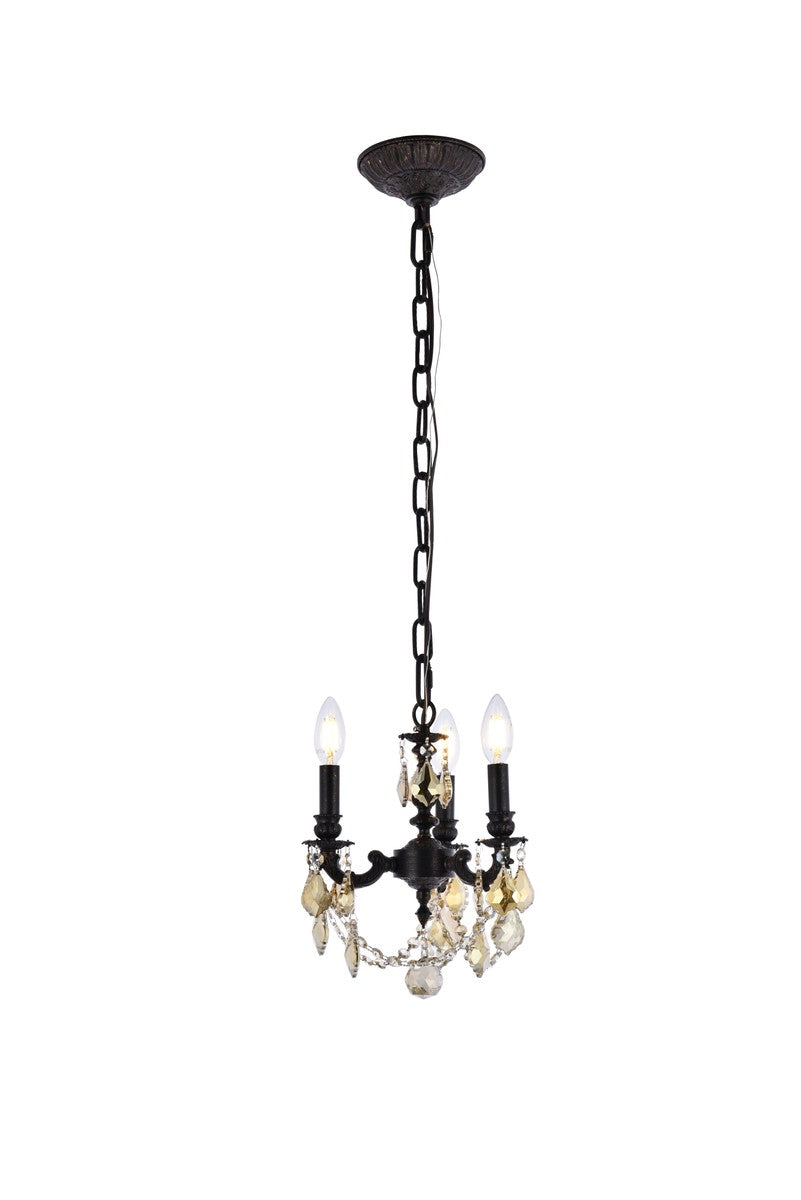 Elegant Lighting - 9103D10DB/RC - Three Light Pendant - Lillie - Dark Bronze