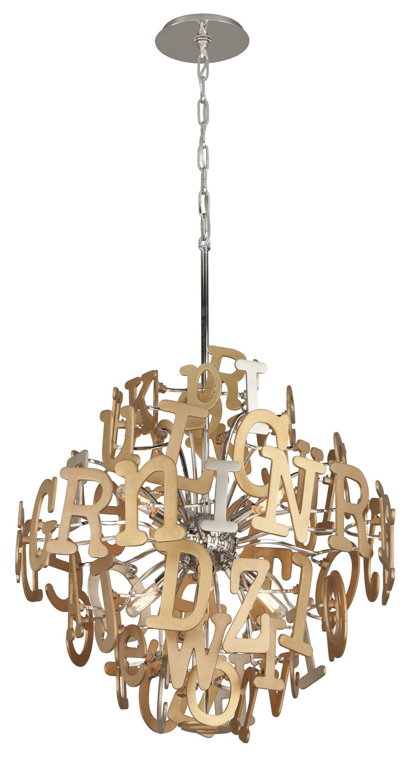 Corbett Lighting - 208-46 - Six Light Pendant - Media - Multi-Leaf With Stainless