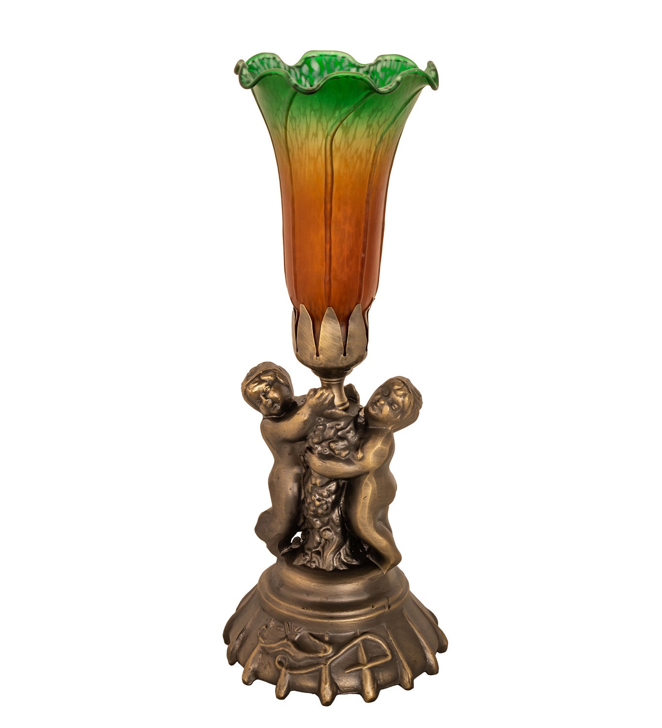 Meyda Tiffany - 11009 - One Light Mini Lamp - Amber/Green - Antique Brass