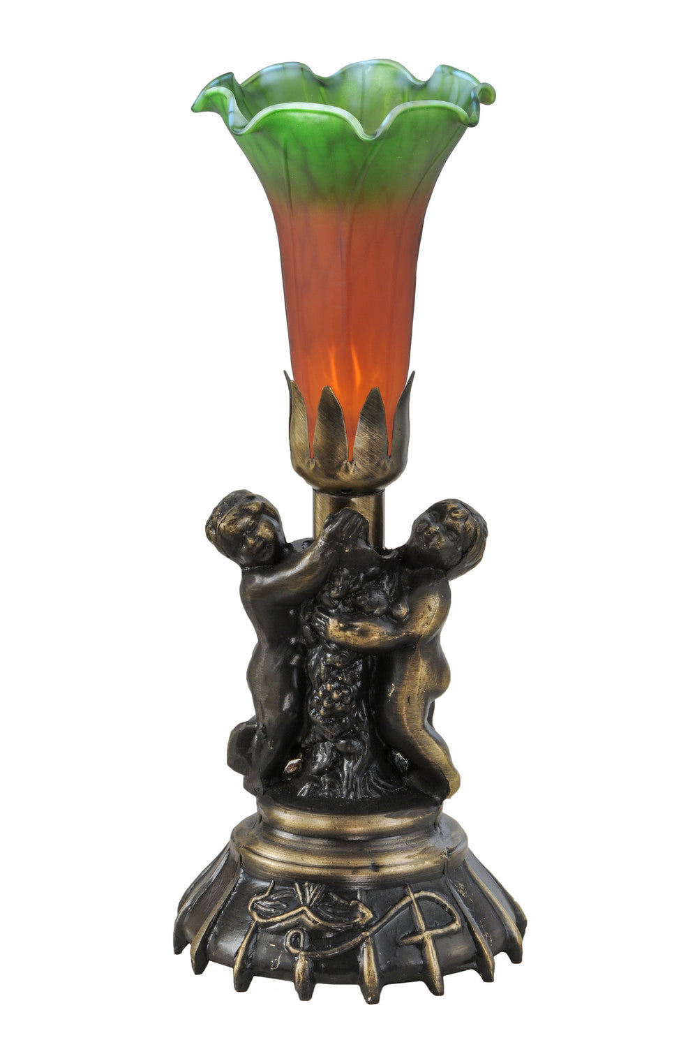 Meyda Tiffany - 11009 - One Light Mini Lamp - Amber/Green - Antique Brass