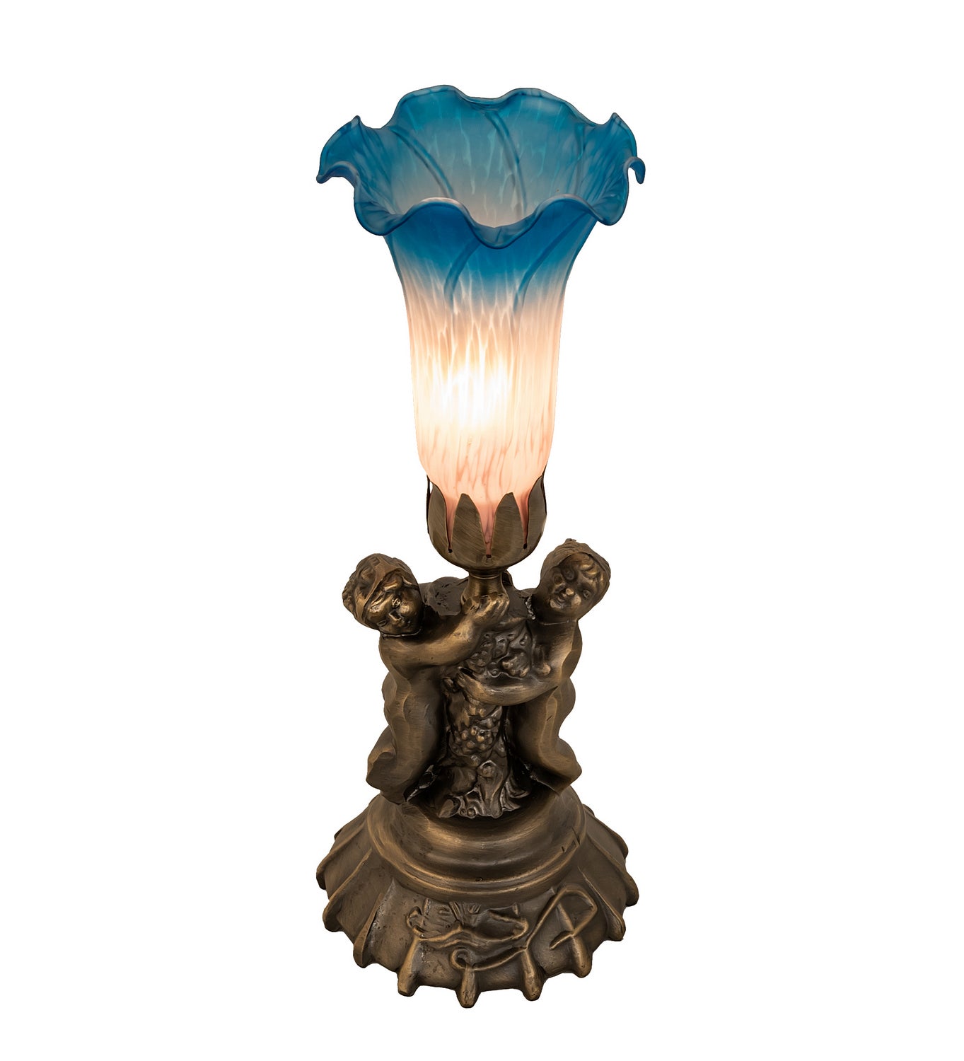 Meyda Tiffany - 11098 - One Light Mini Lamp - Pink/Blue - Antique Brass