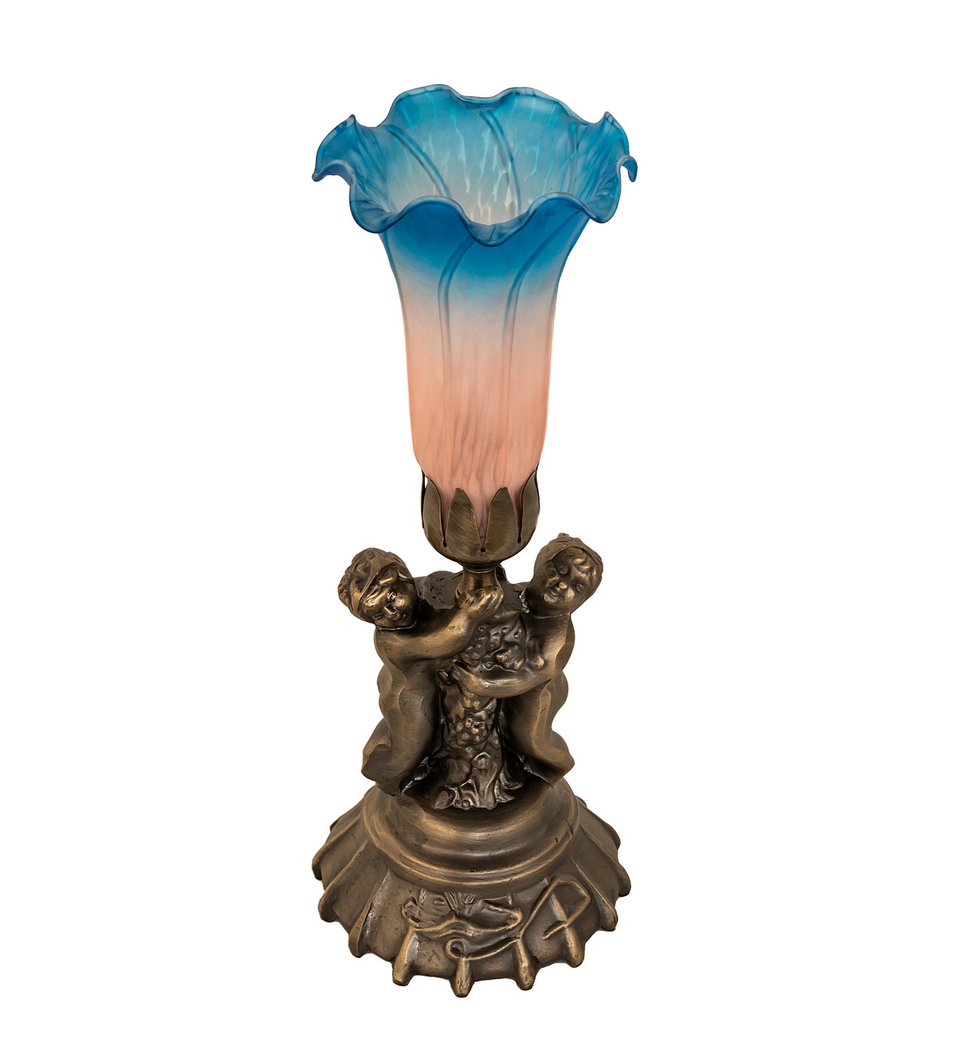 Meyda Tiffany - 11098 - One Light Mini Lamp - Pink/Blue - Antique Brass