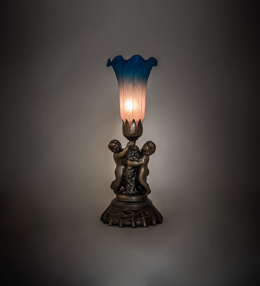 Meyda Tiffany - 11098 - One Light Mini Lamp - Pink/Blue - Antique Brass