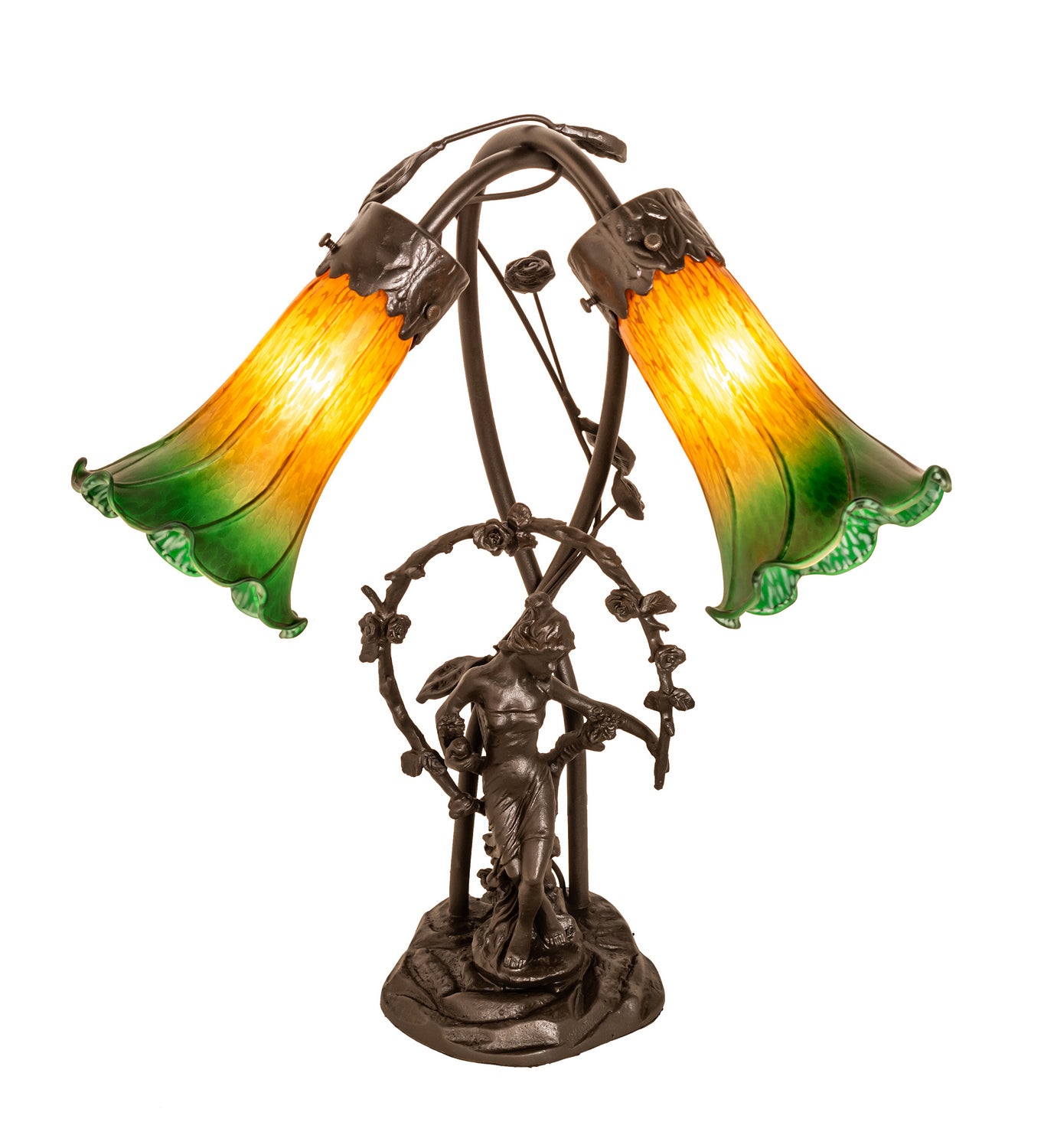 Meyda Tiffany - 11805 - Two Light Accent Lamp - Amber/Green - Mahogany Bronze