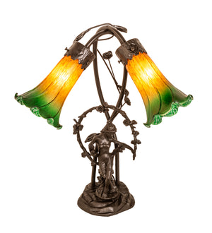 Meyda Tiffany - 11805 - Two Light Accent Lamp - Amber/Green - Mahogany Bronze