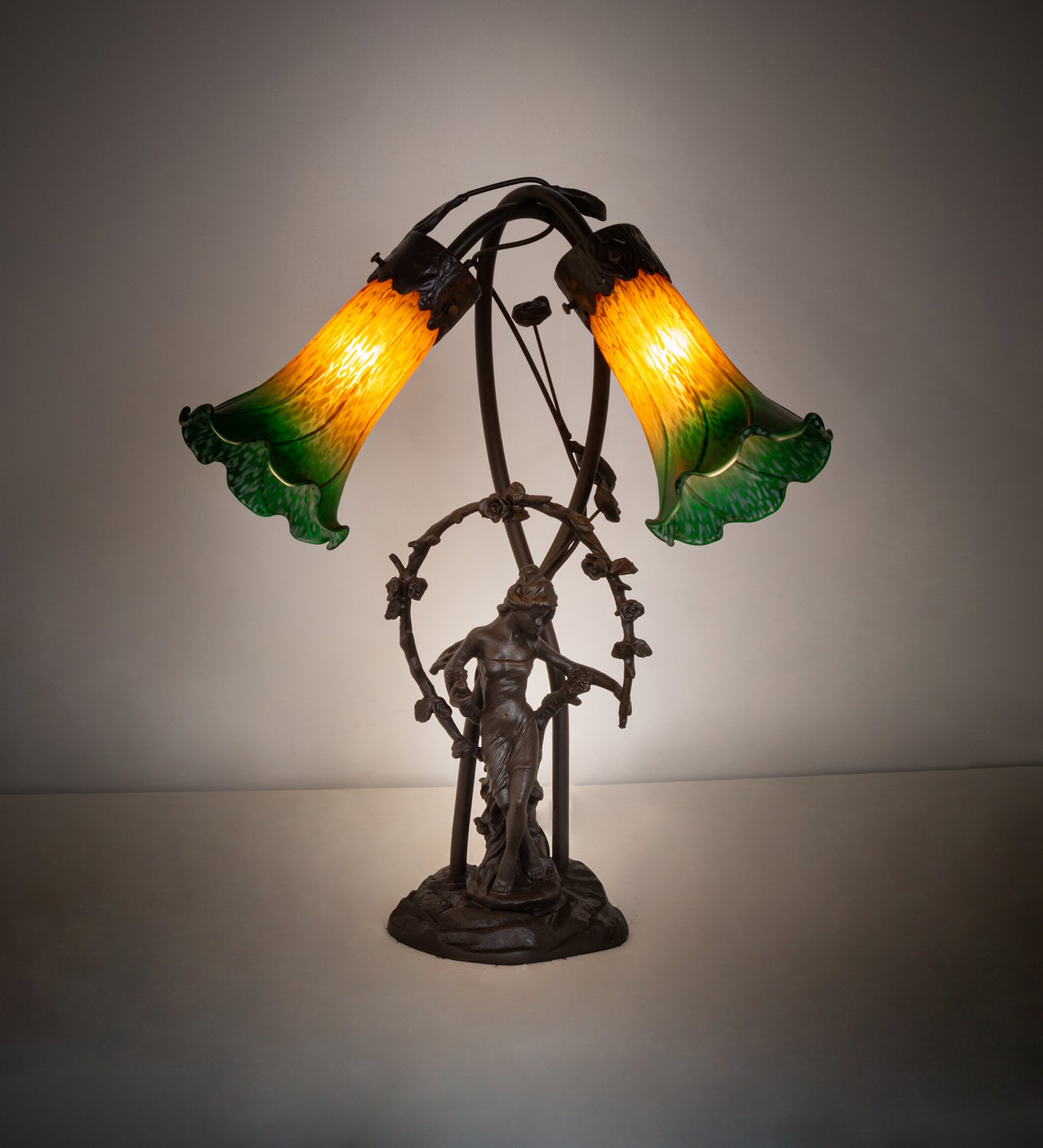 Meyda Tiffany - 11805 - Two Light Accent Lamp - Amber/Green - Mahogany Bronze