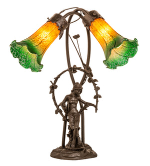 Meyda Tiffany - 11805 - Two Light Accent Lamp - Amber/Green - Mahogany Bronze