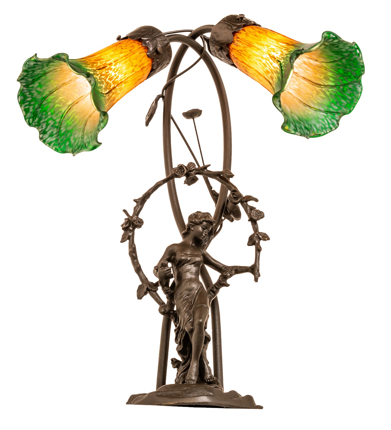 Meyda Tiffany - 11805 - Two Light Accent Lamp - Amber/Green - Mahogany Bronze