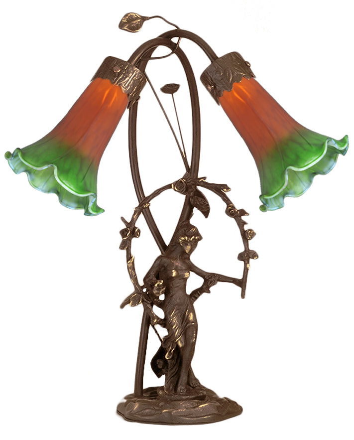 Meyda Tiffany - 11805 - Two Light Accent Lamp - Amber/Green - Mahogany Bronze