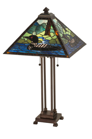 Meyda Tiffany - 81055 - Two Light Table Lamp - Loon - Black Metal