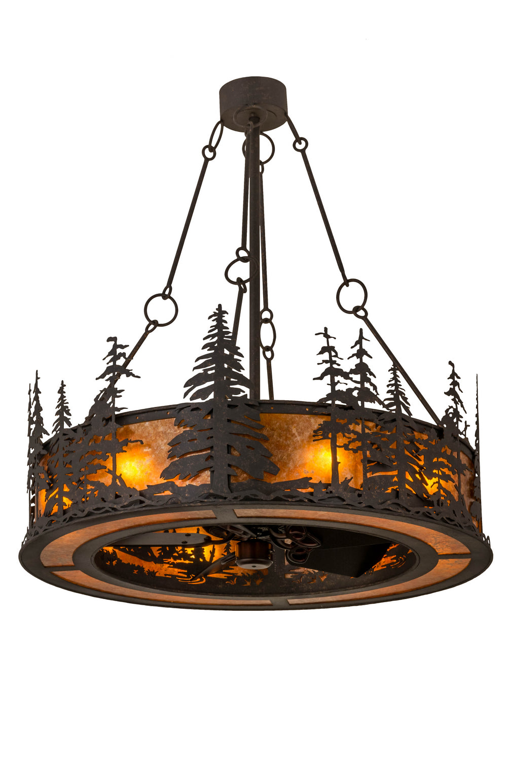 Meyda Tiffany - 166833 - Eight Light Chandel-Air - Tall Pines - Copper Rust /Amber Mica