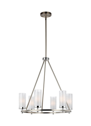 Generation Lighting. - F2985/6SN/CH - Six Light Chandelier - Jonah - Satin Nickel / Chrome