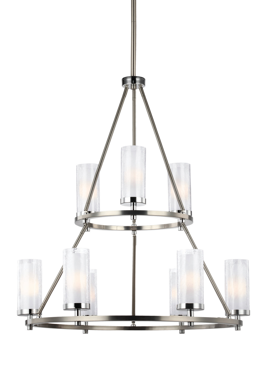 Generation Lighting. - F2987/9SN/CH - Nine Light Chandelier - Jonah - Satin Nickel / Chrome