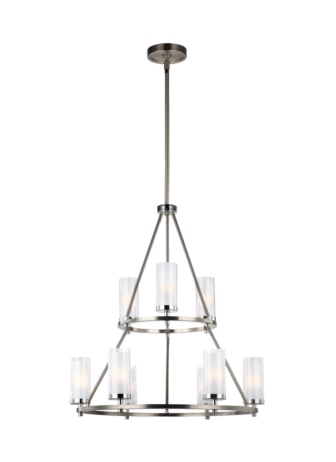 Generation Lighting. - F2987/9SN/CH - Nine Light Chandelier - Jonah - Satin Nickel / Chrome