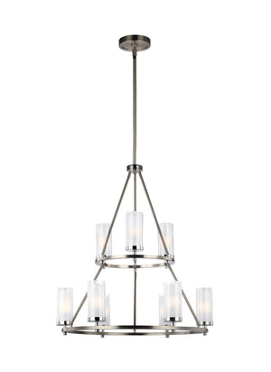 Generation Lighting. - F2987/9SN/CH - Nine Light Chandelier - Jonah - Satin Nickel / Chrome