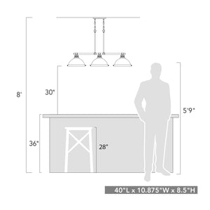 Golden - 3602-3LP RBZ-RBZ - Three Light Linear Pendant - Duncan RBZ - Rubbed Bronze