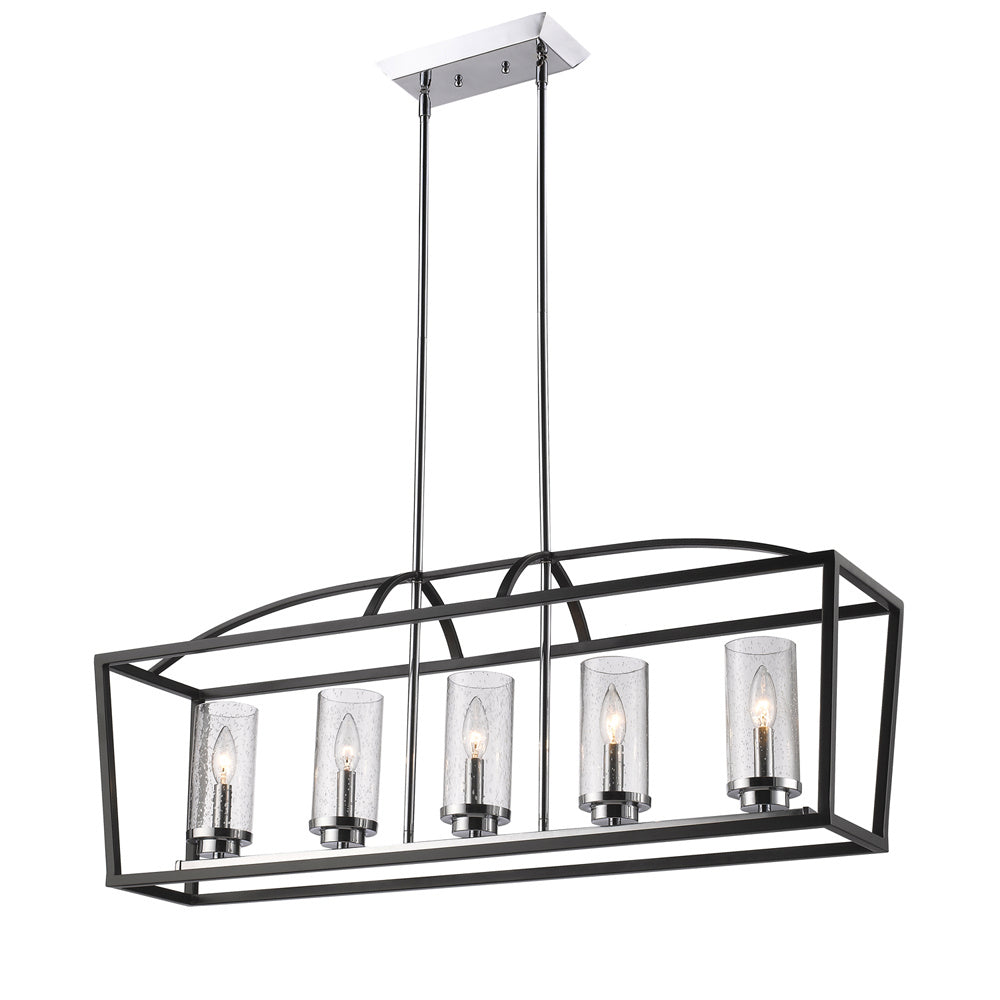 Golden - 4309-LP BLK-SD - Five Light Linear Pendant - Mercer - Matte Black