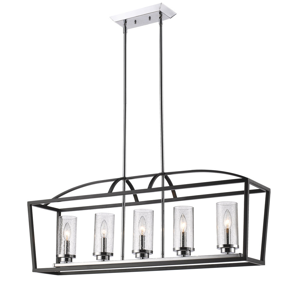 Golden - 4309-LP BLK-SD - Five Light Linear Pendant - Mercer - Matte Black