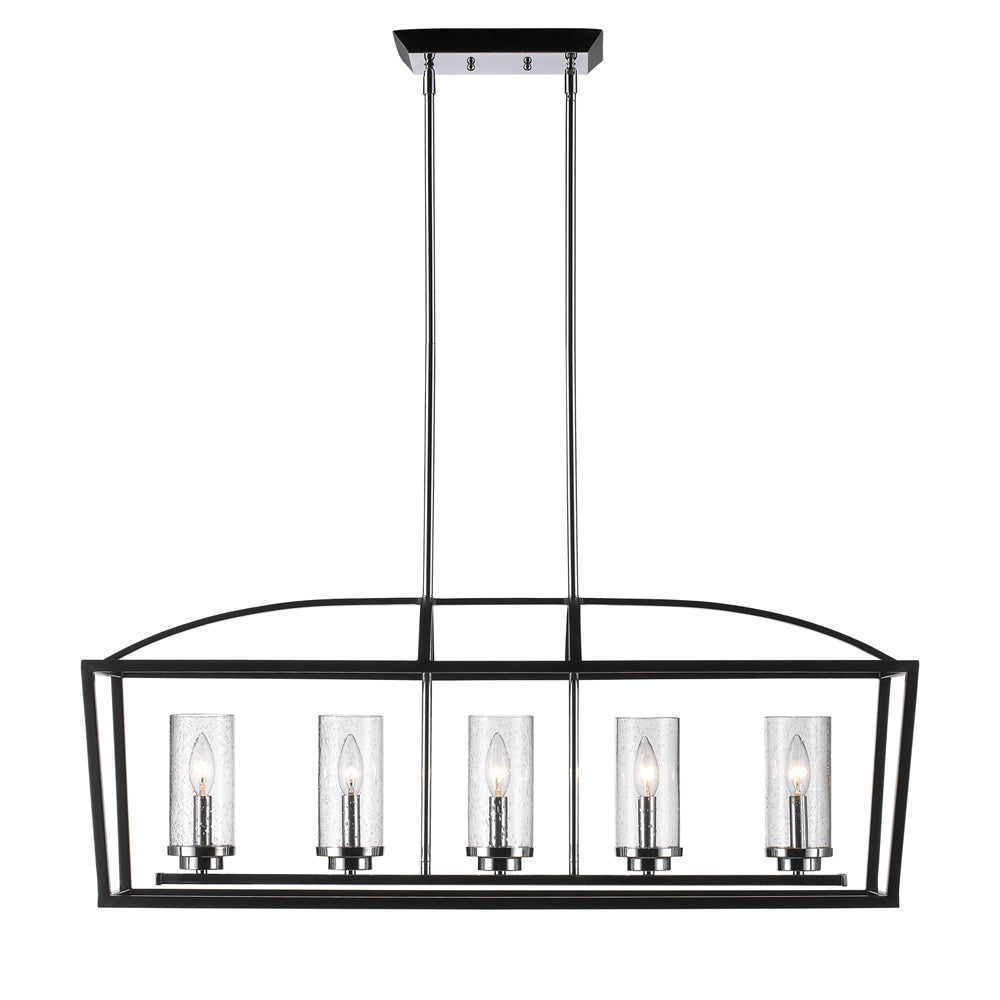 Golden - 4309-LP BLK-SD - Five Light Linear Pendant - Mercer - Matte Black