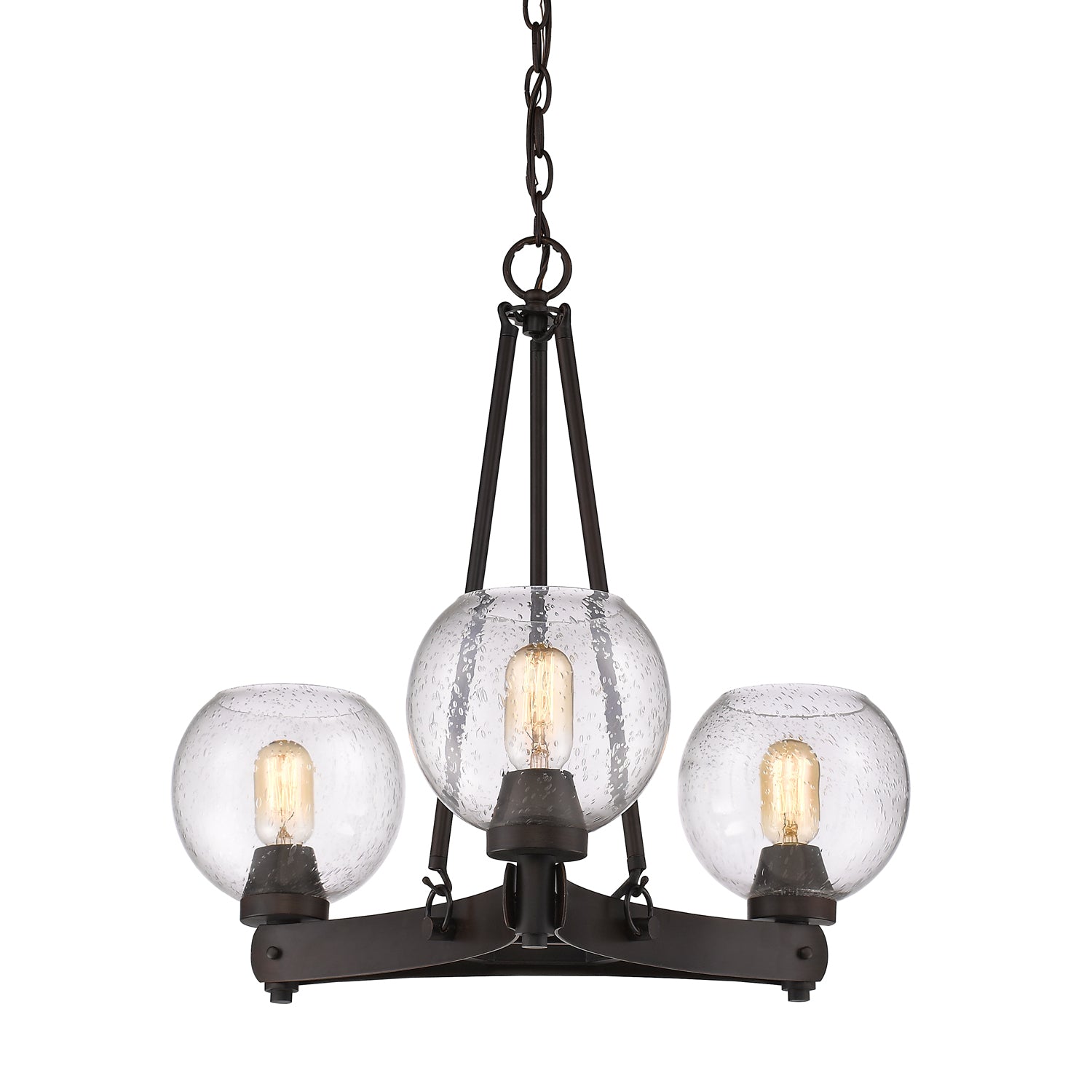 Golden - 4855-3 RBZ-SD - Three Light Chandelier - Galveston - Rubbed Bronze