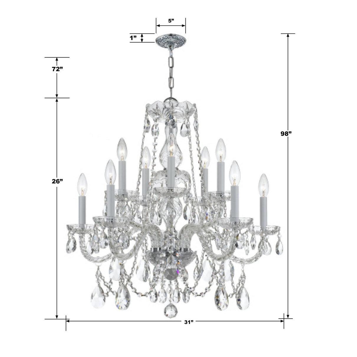 Crystorama - 1135-CH-CL-I - 12 Light Chandelier - Traditional Crystal - Polished Chrome