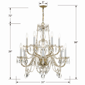 Crystorama - 1135-PB-CL-I - 12 Light Chandelier - Traditional Crystal - Polished Brass