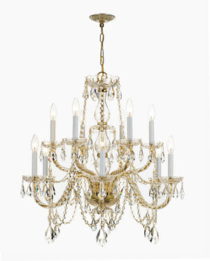 Crystorama - 1135-PB-CL-SAQ - 12 Light Chandelier - Traditional Crystal - Polished Brass