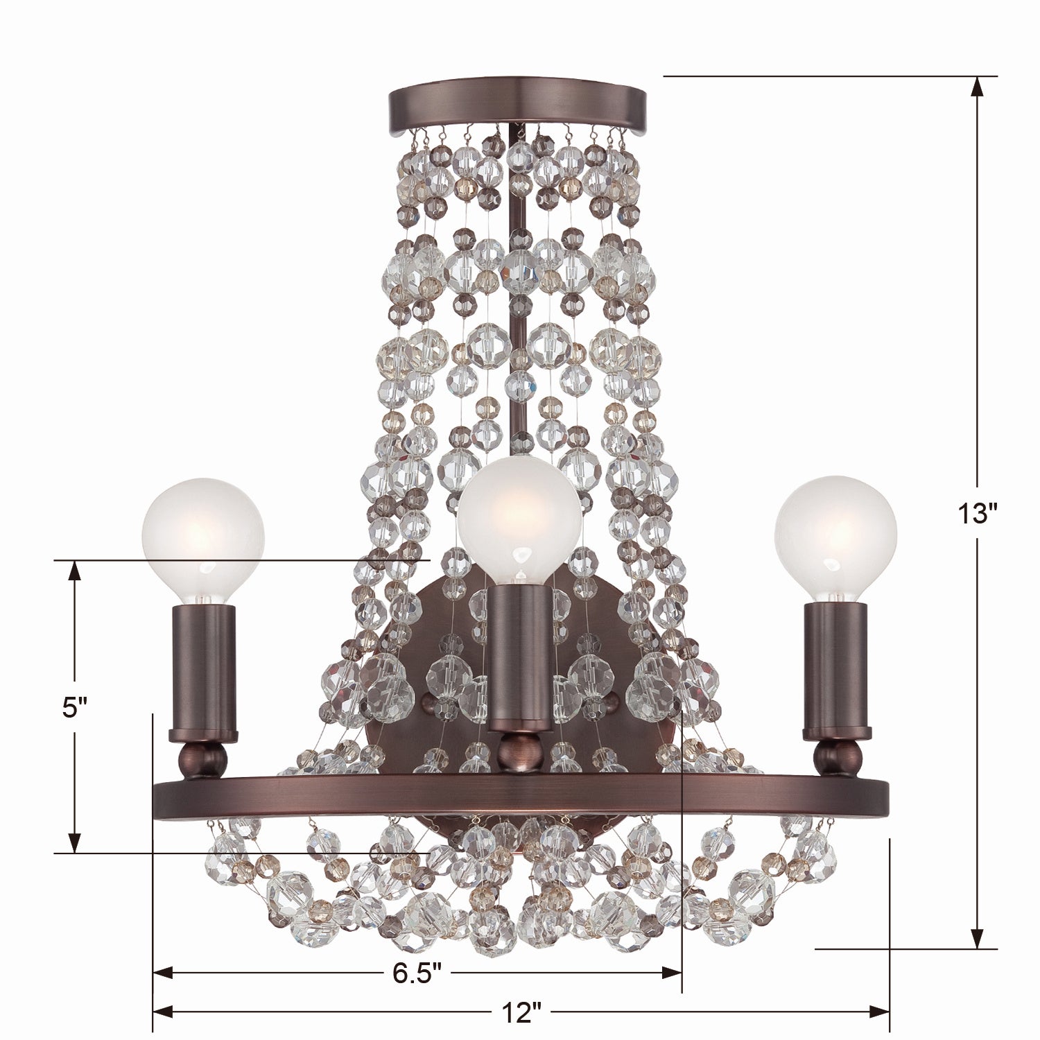 Crystorama - 1542-CB-MWP - Three Light Wall Sconce - Channing - Chocolate Bronze