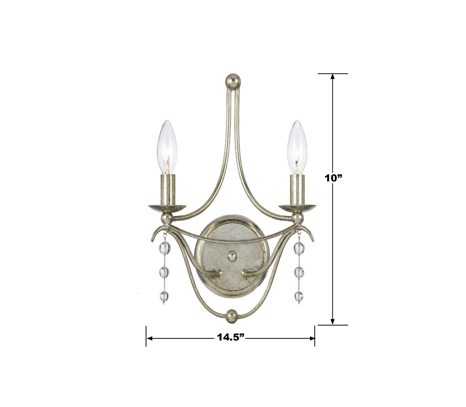 Crystorama - 432-SA - Two Light Wall Sconce - Metro - Antique Silver