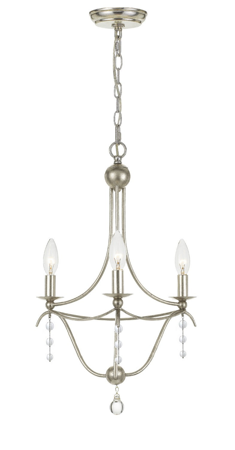 Crystorama - 433-SA - Three Light Mini Chandelier - Metro - Antique Silver