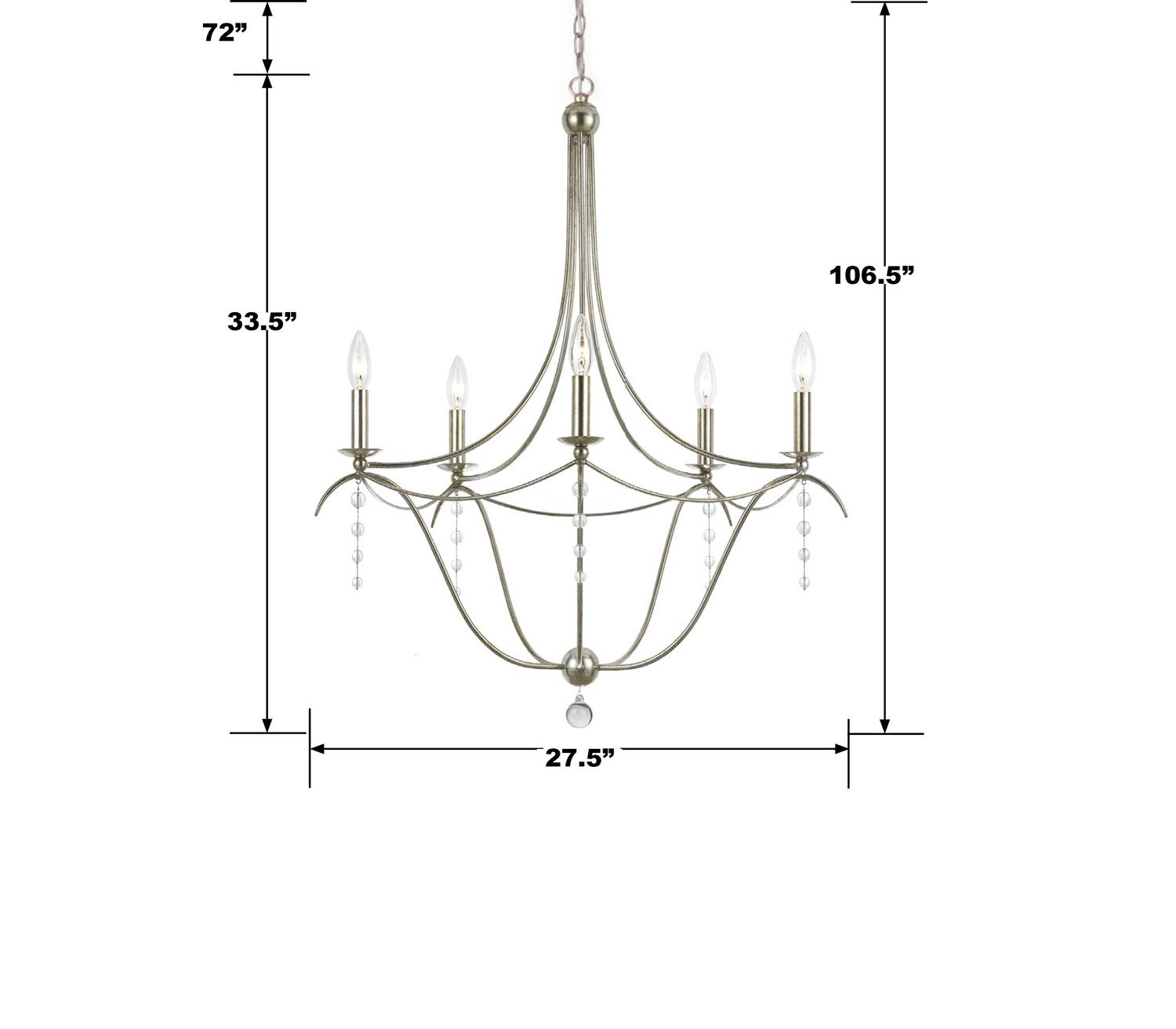 Crystorama - 435-SA - Five Light Chandelier - Metro - Antique Silver