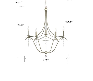 Crystorama - 435-SA - Five Light Chandelier - Metro - Antique Silver