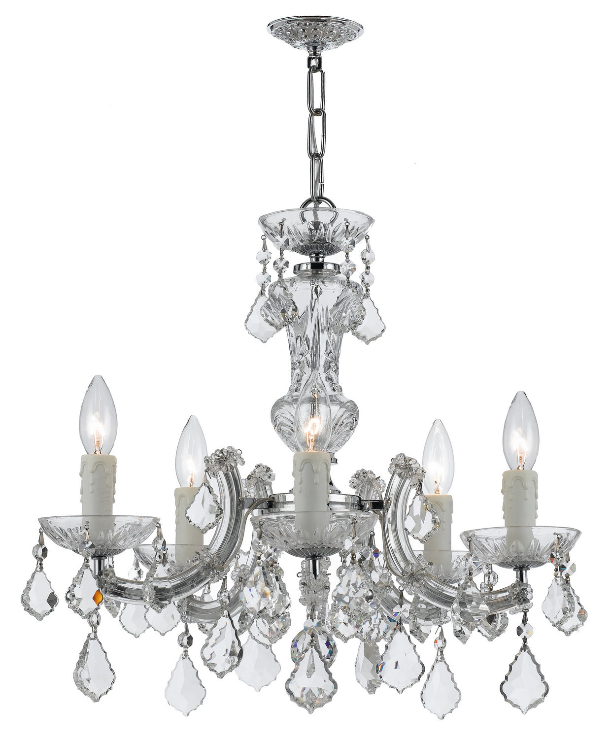 Crystorama - 4376-CH-CL-MWP - Five Light Mini Chandelier - Maria Theresa - Polished Chrome