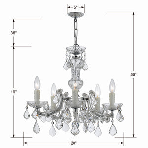 Crystorama - 4376-CH-CL-S - Five Light Mini Chandelier - Maria Theresa - Polished Chrome