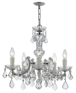 Crystorama - 4376-CH-CL-SAQ - Five Light Mini Chandelier - Maria Theresa - Polished Chrome