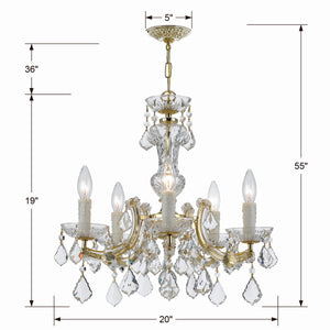 Crystorama - 4376-GD-CL-MWP - Five Light Mini Chandelier - Maria Theresa - Gold