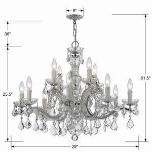 Crystorama - 4379-CH-CL-MWP - 12 Light Chandelier - Maria Theresa - Polished Chrome