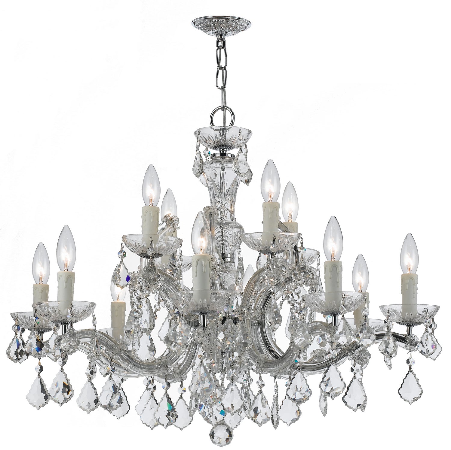 Crystorama - 4379-CH-CL-MWP - 12 Light Chandelier - Maria Theresa - Polished Chrome