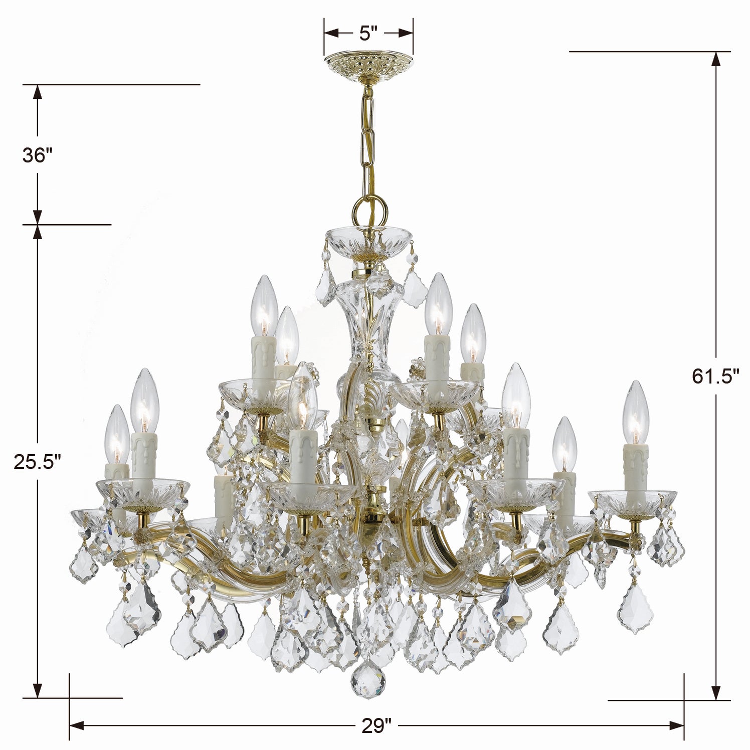 Crystorama - 4379-GD-CL-MWP - 12 Light Chandelier - Maria Theresa - Gold