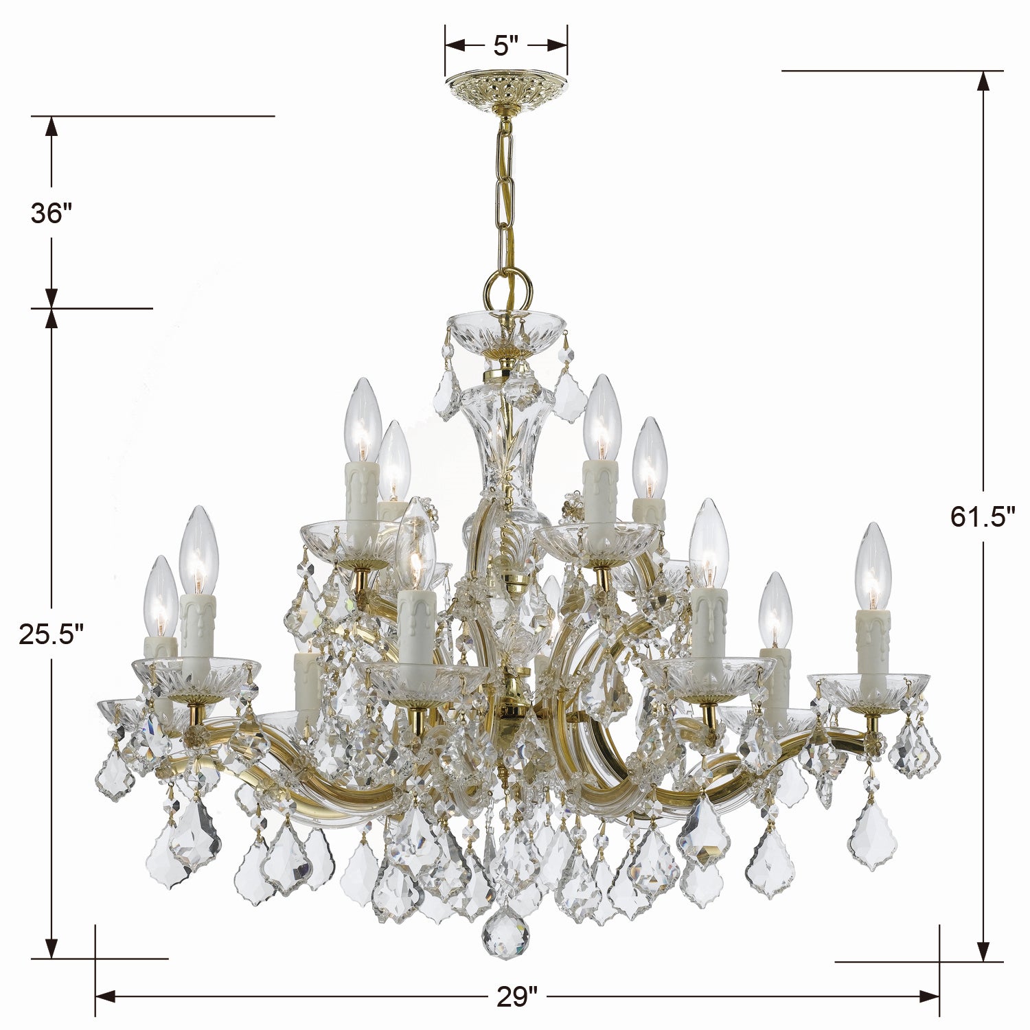 Crystorama - 4379-GD-CL-SAQ - 12 Light Chandelier - Maria Theresa - Gold