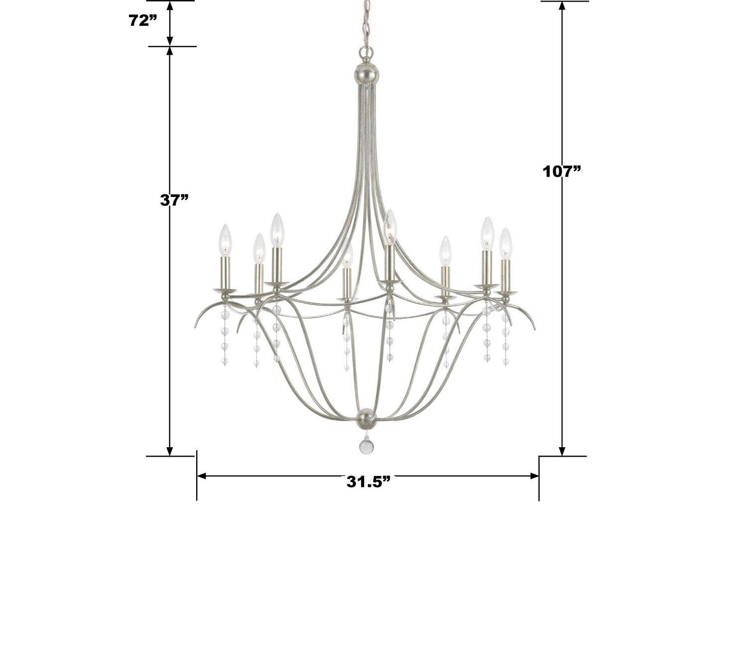 Crystorama - 438-SA - Eight Light Chandelier - Metro - Antique Silver