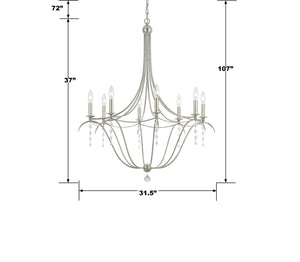 Crystorama - 438-SA - Eight Light Chandelier - Metro - Antique Silver