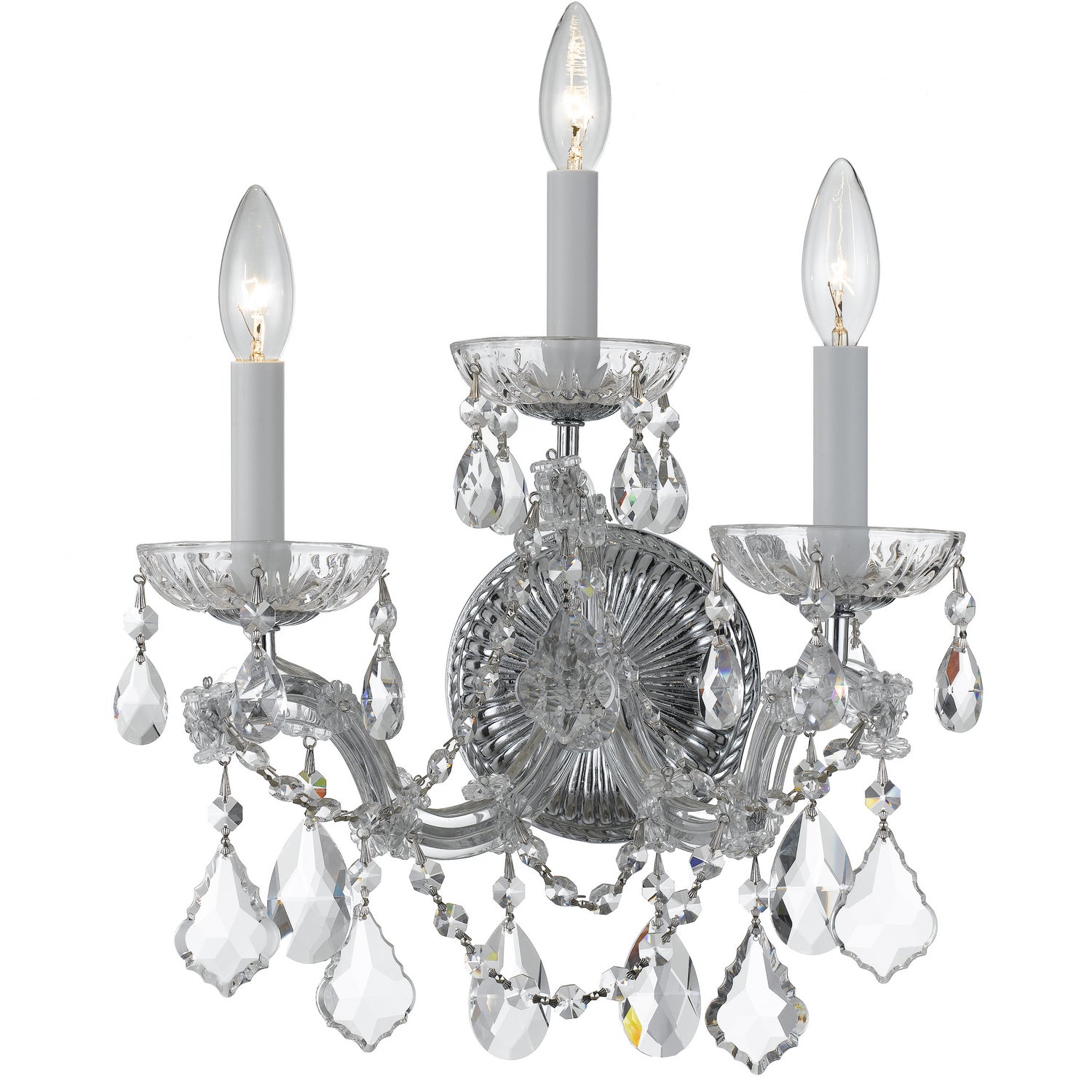 Crystorama - 4403-CH-CL-MWP - Three Light Wall Sconce - Maria Theresa - Polished Chrome