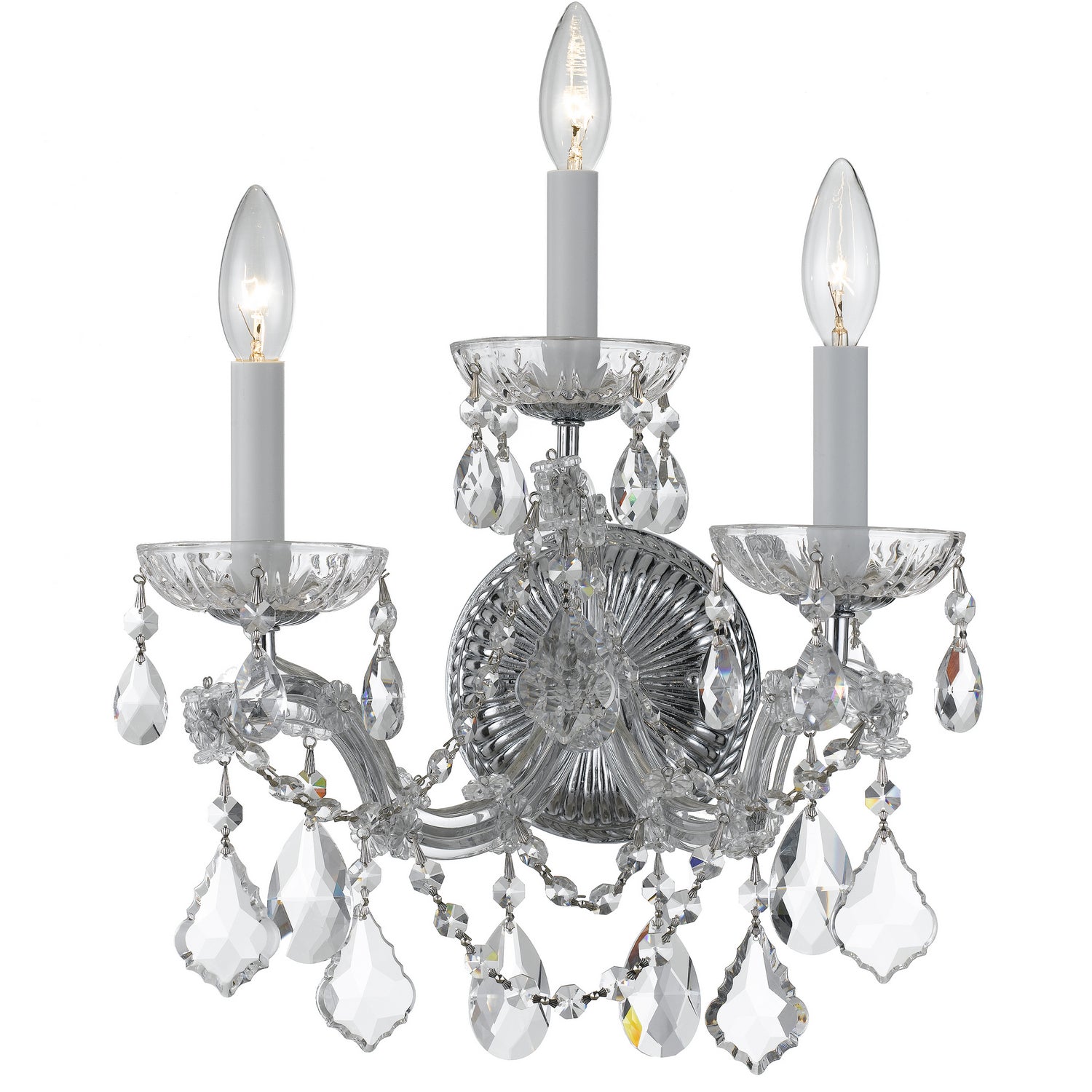 Crystorama - 4403-CH-CL-SAQ - Three Light Wall Sconce - Maria Theresa - Polished Chrome