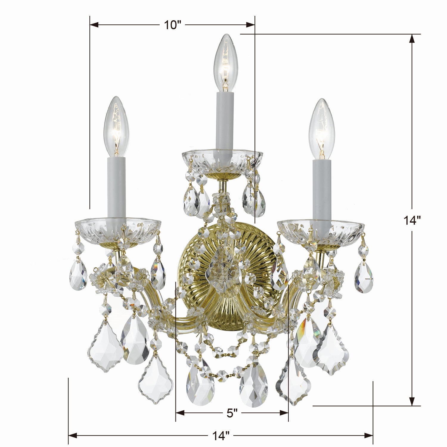 Crystorama - 4403-GD-CL-MWP - Three Light Wall Sconce - Maria Theresa - Gold