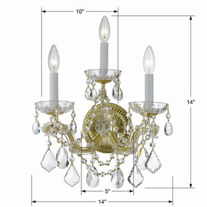 Crystorama - 4403-GD-CL-MWP - Three Light Wall Sconce - Maria Theresa - Gold