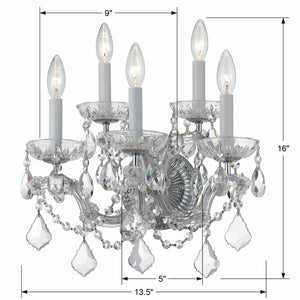 Crystorama - 4404-CH-CL-MWP - Five Light Wall Sconce - Maria Theresa - Polished Chrome