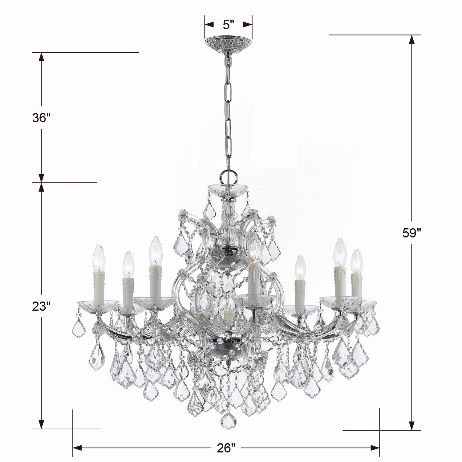 Crystorama - 4408-CH-CL-MWP - Nine Light Chandelier - Maria Theresa - Polished Chrome