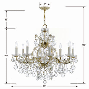 Crystorama - 4408-GD-CL-MWP - Nine Light Chandelier - Maria Theresa - Gold